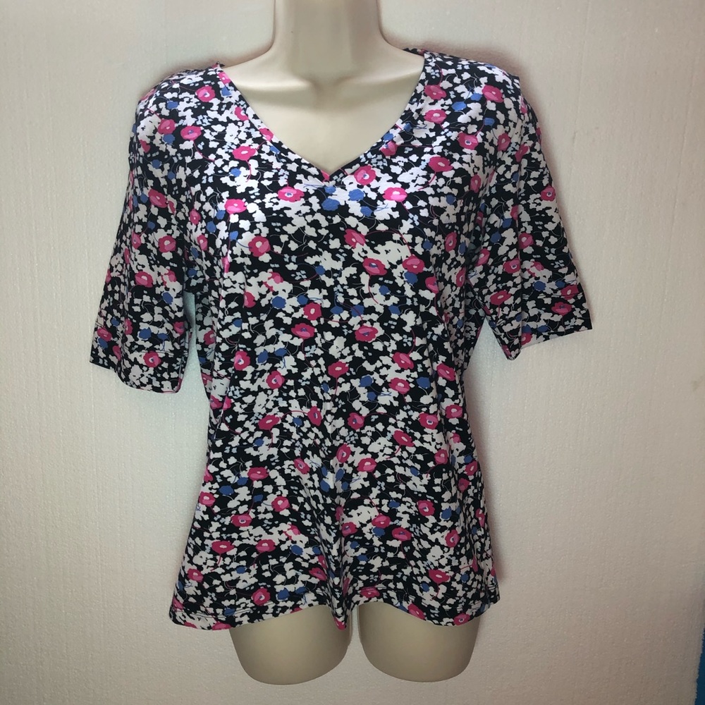 Jones New York Sport Womens Floral VNeck Top Large